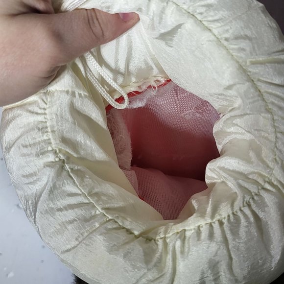 Vintage Rudolph Reindeer Red Nose Plush Nylon 3D Puffy Parachute Stocking - Picture 8 of 9